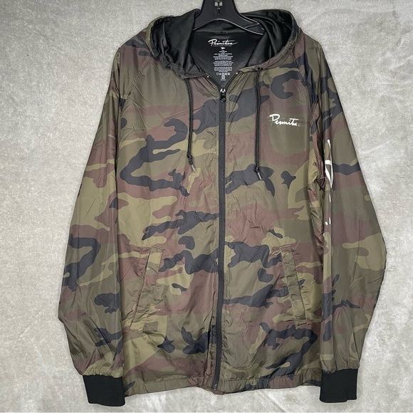 Primitive Army Camo Hooded Windbreaker Full Zip Pockets Men’s Medium - Picture 2 of 9